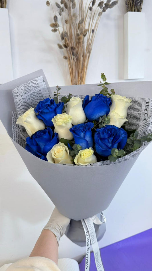 White & Blue Roses